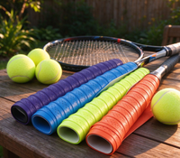 Bande de revêtement de raquette en PU perforée, gaufrée, antidérapante et absorbant la transpiration pour le tennis, le badminton, le squash - Accessoires de raquette