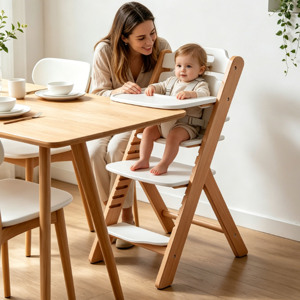 Silla Alta de Madera Personalizada para Bebés y Niños Pequeños, Apilable, Estilo Restaurante, de Madera Sólida para Mesa de Comedor y Cocina - Product Image 2