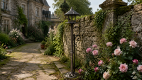 Mangeoire à oiseaux Gazebo, ornement pour oiseaux, jardinière, sur poteau haut, en plastique, à énergie solaire, résistant à la rouille, design Art Déco pour extérieur