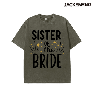 Washed Oversized Cotton <strong>Tshirt</strong> With Sister of the <strong>Bride</strong> Print Retro Streetwear Daily Casual Wear Tee USA Warehouse Wholesale - Product Image 6