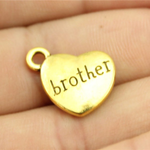 Breloque Cœur avec Inscription « Frère » 15x18mm en Alliage de Zinc Argent Vieilli pour Souvenir d'<span class=keywords><strong>Anniversaire</strong></span> d'Frère ou Sœur - Product Image 5