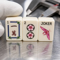 Set Ubin Mahjong Amerika Bermotif Bunga untuk Kolektor Seni Oriental, 160 Pcs Akrilik, Ukiran Anggrek Kupu-kupu, dengan Rak Alas