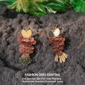 Fashion Drop Earrings 316L Stainless Steel PVD Gold Plating Sustainable Resistant Statement Jewelry - Product Image 3