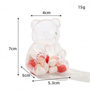 Wholesale 12pcs Cute Bear Candy <b>Box</b> Accessories Earnail <b>Storage</b> Jar Transparent Plastic Biscuit Packaging Caja Dulce for Deposit - Product Image 5