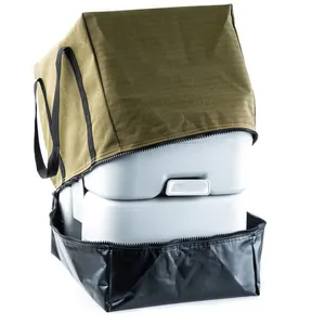 पीवीसी आधार भंडारण बैग के साथ प्रीमियम कैनवास शिविर शौचालय बैग भारी शुल्क पट्टियाँ