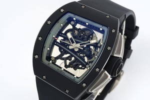 Montre mécanique automatique classique noire en fibre de carbone, résistante à l'eau, avec bracelet en caoutchouc, tourbillon, design ajouré, luxe et mode - Product Image 3