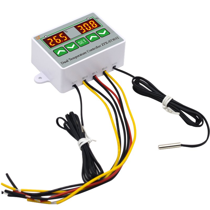Microcomputer intelligent digital thermostat dual display DC12VV temperature control switch ZFX-ST3012(图1)