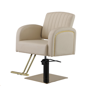 Silla de peluquería profesional Kisen Luxury Beauty Barber con base de acero dorado, silla de estilismo con bomba hidráulica para mobiliario de salón. - Product Image 1