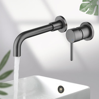 Mitigeur de salle de bain en laiton noir mat mitigeur 360 Rotation robinet mural pluie eau chaude froide-robinet d'évier robinet or blanc