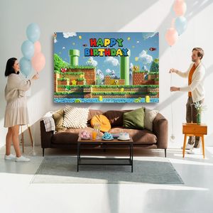 Striscione Decorativo per Festa di <span class=keywords><strong>Compleanno</strong></span> a Tema Super Bros, Sfondo Riutilizzabile 5x3ft per Decorazione Murale e Foto - Product Image 2