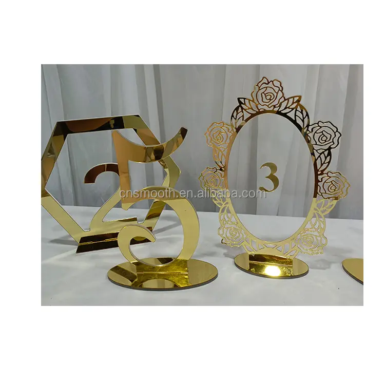 Customized Gold Acrylic Table Number Wedding Signage Table Stand Frosted Acrylic Table Numbers