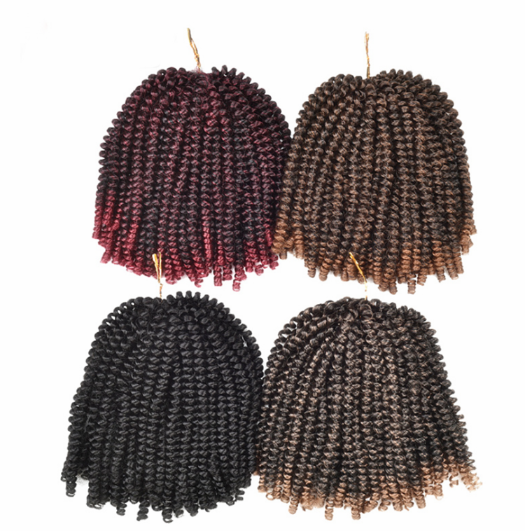 Rambut Palsu Ekor Kuda Kepang Musim Semi Kecil Wig Sintetis Bom Crochet Ekstensi Rambut Keriting Afro Klip Rambut Keriting> = 30%