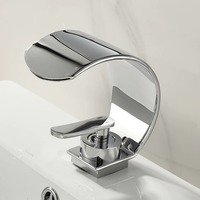 Robinet de lavabo cascade haut de gamme en laiton massif, bec haut, monocommande, finition nickel brossé, mitigeur chaud/froid pour lavabo sur plan