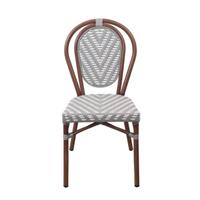 Meubles de bistrot d'extérieur empilables résistants aux intempéries, table à manger en bambou gris et blanc, chaise en rotin et aluminium pour patio