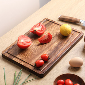 Tabla de cortar de madera de acacia ranurada, tabla de cocina de madera maciza para alimentos de bebé, tabla de cortar de madera para frutas, cocina - Product Image 1