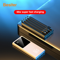 ÉCHANTILLON GRATUIT 10000 mAh Intégré 4 Câbles Powerbank PD QC Charge Rapide Chargeur Portable Power Bank 10000 Mah pour Téléphone Mobile