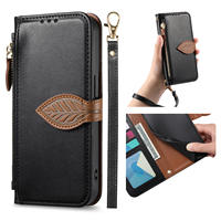 Étui de luxe en cuir PU antichoc pour téléphone portable professionnel avec porte-cartes, anneau magnétique et cordon long – Tout-en-un
