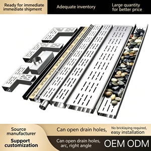 Grille de drainage linéaire en acier inoxydable, design moderne, finition argentée polie, forme <span class=keywords><strong>plate</strong></span>, longueur 1000 mm, pour drainage au sol extérieur - Product Image 1