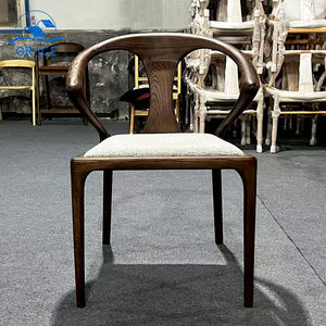 Silla de Comedor de Diseño Original Vintage de Lujo con Marco de Madera Color Nogal, Asiento de Tela y Cuero PU para el Hogar - Product Image 1