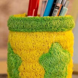 Porte-stylo en loofah naturel, organisateur créatif et mignon pour le bureau, décoration de bureau de luxe, sensation haut de gamme, fait main de haute qualité - Product Image 3