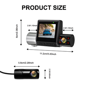 135. กล้องติดรถยนต์ 3 ช่องทาง มุมมองกว้าง ความละเอียด 4K พร้อมกล้องภายในและกล้องหลัง 1080P จอภาพ 2 นิ้ว บันทึกภาพ DVR รองรับ G-Sensor - Product Image 6