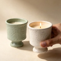 YBH Decoración para el Hogar Personalizada, Recipiente de Cerámica para Velas de 150 ml, Ecológico, Venta al por Mayor, Envase Vacío, Recipiente Tipo Cáliz con Diseño Moteado
