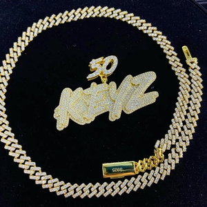 Colgantes con nombre personalizado al mejor precio, joyerí<span class=keywords><strong>a</strong></span> de Hip Hop de Plata de Ley 925, colgantes de collar cubano de moissanita de Color D - Product Image 4