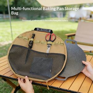 Sac de rangement pour ustensiles de cuisson, multifonctionnel et épaissi, pour grandes plaques de <span class=keywords><strong>barbecue</strong></span> rondes, poêles en <span class=keywords><strong>fonte</strong></span> et poêles à frire, sac de transport de table - Product Image 3