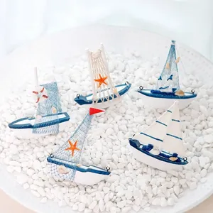 Modèle de bateau en toile méditerranéen ornement 6 Styles modèle de voilier en bois créativité Photo accessoires décoration de la maison