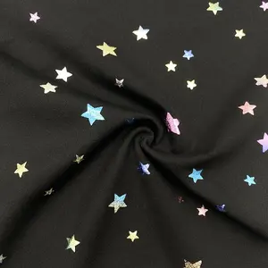 High quality nylon elastic knit star foil print breathable fitness sports leggings fabric