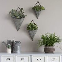 Pots à fleurs suspendus triangulaires Oniya, lot de 3, en fer galvanisé rustique, pour plantes, décoration de ferme