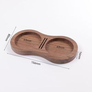 Planche de rangement pour tamper à café en bois de noyer, modèle Figure 8, 63 mm, avec double porte-gobelet, équipement à café réutilisable 51 58 - Product Image 1