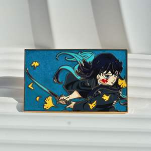 Demon Slayer estilo japonés Metal esmalte insignia mariposa Ninja Miri broche negro niquelado mochila escolar accesorio Pin - Product Image 5