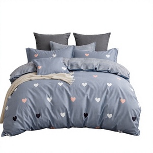 Poland Stock Scattered <b>Heart</b> Cotton <b>Bedding</b> Set Blue Grey <b>Love</b> Duvet Cover for B&B EU Dropshipping 3pcs - Product Image 1