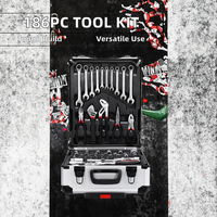 Vente en gros OEM Pexmartools, kit d'outils portables multi-usages de 186 pièces, coffret à roulettes, boîte à outils pour mécaniciens, acier au carbone, 1 an