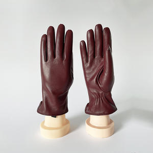 BSCI कारखाने स्टाइलिश टच स्क्रीन बुना हुआ अस्तर सर्दियों असली लेदर दस्ताने महिलाओं - Product Image 2