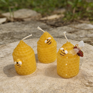 Ensemble de 6 bougies en cire d'abeille naturelle, petites bougies votives avec décorations de petites abeilles en cadeau, décoration de petite abeille jaune à <span class=keywords><strong>faire</strong></span> <span class=keywords><strong>soi</strong></span>-même - Product Image 2