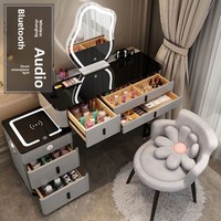 Coiffeuse Intelligente avec Miroir Rétractable et Armoire – Design Minimaliste Moderne pour Appartement Compact et Chambre à Coucher