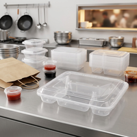 Boîtes alimentaires rectangulaires jetables en plastique multi-tailles avec couvercles réutilisables