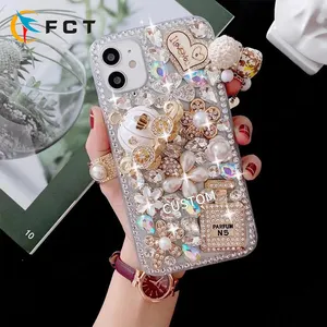 Fundas de teléfono de lujo Bling Diamond Rhinestone DIY para iPhone 14 13 12 11 Pro Max Xs Xr Xs Max 7 8 Plus