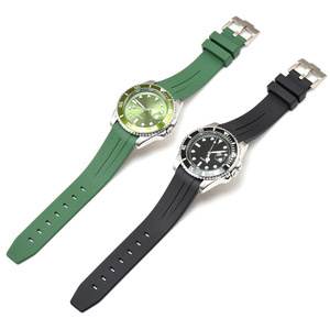 ONTHELEVEL Correa de reloj curvada elástica impermeable de caucho de silicona negra para hombre para /Yacht-Master 20 mm - Product Image 1