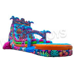 Thương mại cấp <span class=keywords><strong>Inflatable</strong></span> trượt nước với hồ bơi nguyên thủy bộ lạc theo chủ đề vui vẻ Nước Đôi Lane <span class=keywords><strong>Inflatable</strong></span> trượt cho bên cho thuê - Product Image 2