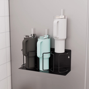 Portavasos Magnético para Refrigerador, Paquete de 3 Vasos, Color Negro, Soporte de Pared para Cocina, Organizador de Bebidas Aislado - Product Image 1