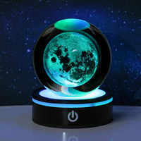 Veilleuse 3D Ciel Étoilé en Boule de Cristal Plastique, Base Tactile Lumineuse, Décoration de Bureau Moderne Minimaliste Créative, Ambiance Transfrontalière