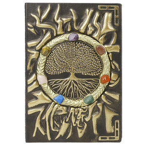 Carnet Magique en Cristal Naturel, Design Arbre de Vie avec Pierres Rondes Mixtes, Incrusté de Pierres Précieuses Sept Couleurs, Journal de Guérison - Product Image 4