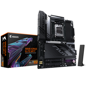 เมนบอร์ด <span class=keywords><strong>GIGABYTE</strong></span> 2025 รุ่นใหม่ AORUS ELITE WIFI7 เมนบอร์ดเกมมิ่งแบบ ATX สำหรับเดสก์ท็อป รองรับชิปเซ็ต AMD B850 แรม DDR5 PCIe 5.0 รองรับ M.2 <span class=keywords><strong>SSD</strong></span> ความจุสูงสุด <span class=keywords><strong>256GB</strong></span> สองช่อง - Product Image 1