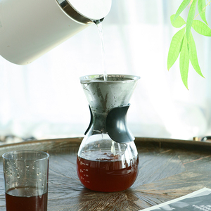 Cafetière à <span class=keywords><strong>filtre</strong></span> avec <span class=keywords><strong>filtre</strong></span> réutilisable en acier inoxydable, carafe à café en verre borosilicate, poignée de protection et couvercle - Product Image 3