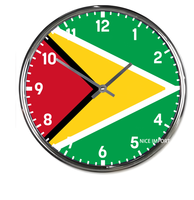 Horloge murale ronde avec drapeau de la Guyane, horloge silencieuse classique sans tic-tac, fonctionnant à piles, pour bureau, maison, salon
