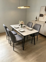 Table de salle à manger en marbre naturel style nordique français, 6 places, ensemble table et chaises pour restaurant, mobilier de cuisine