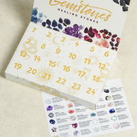 HZ Wholesale Boîte mystère asymétrique Cœur de lune pour enfants, ensemble de Noël de 24 boîtes d'échantillons de gravier poli en cristal naturel gravé